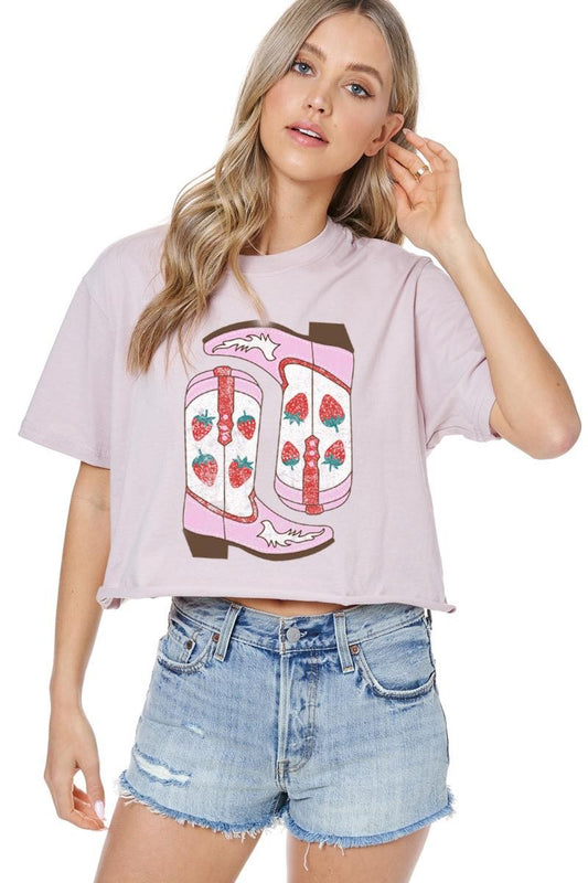 Strawberry Cowboy Boots Graphic Tee