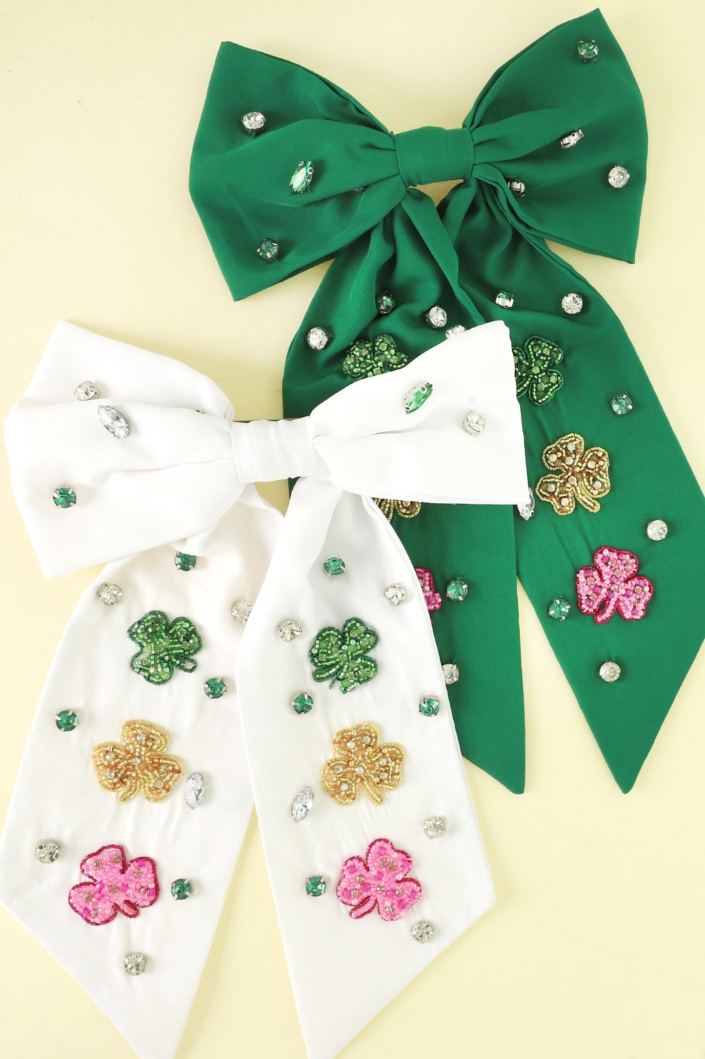 Shamrock Bow Barrette Hair Clip