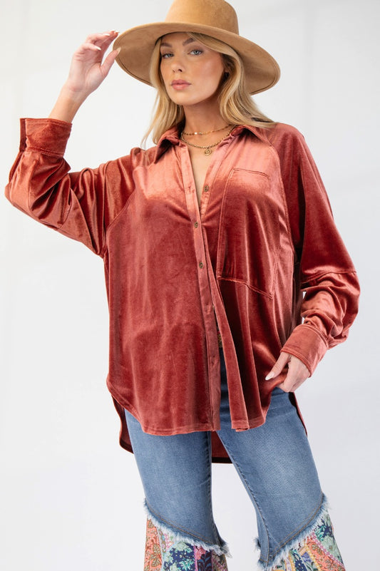 Oversized Velvet Shirt PLUS