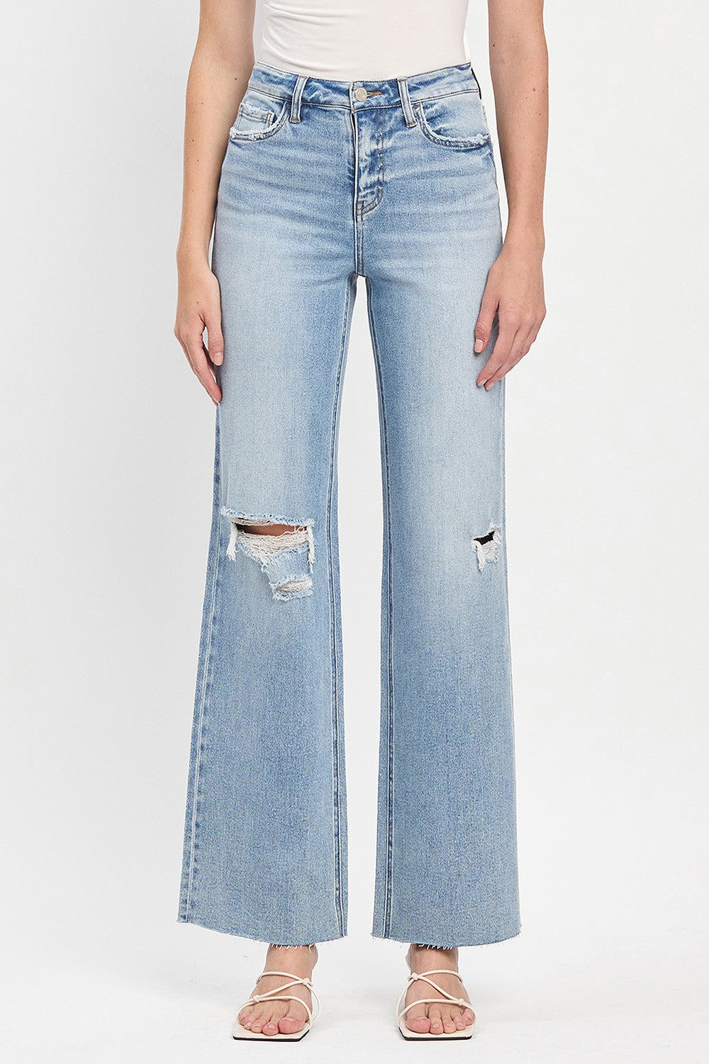 Refulgent Clean Cut High Rise Wide Leg Jean