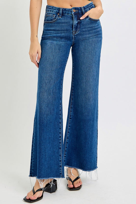 Tummy Control Mid Rise Wide Leg Jean PLUS