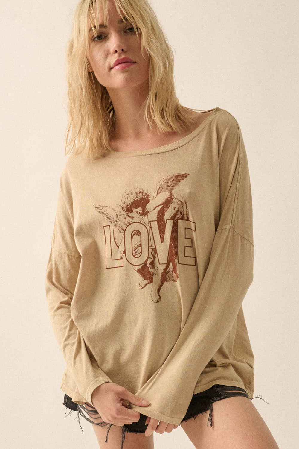 Love Cupid Vintage Long Sleeve Graphic Tee