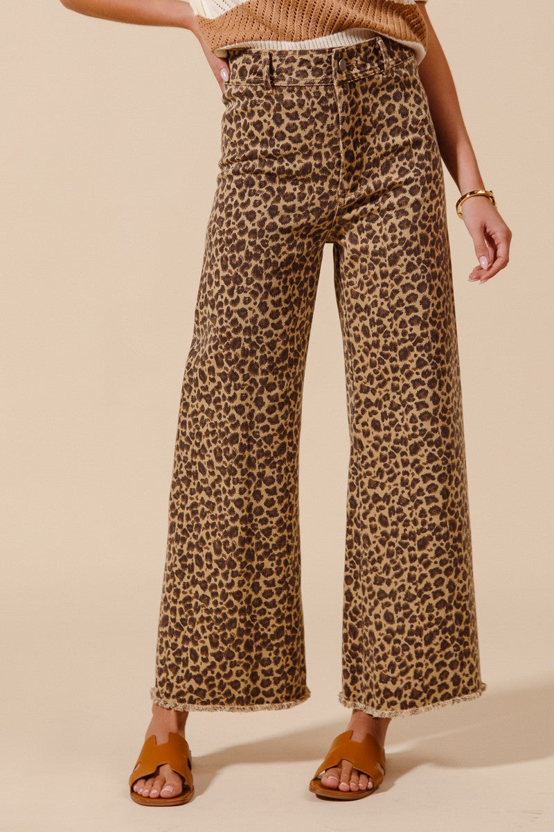 Twill Denim Leopard Pant