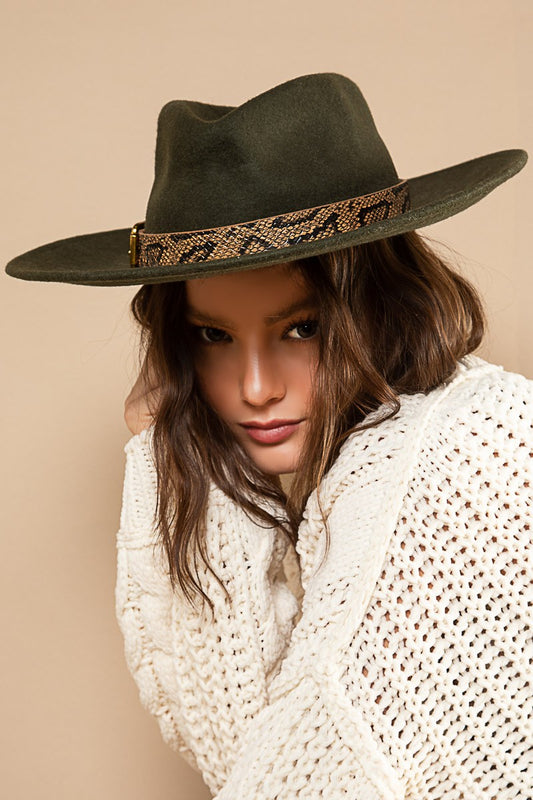 Snakeskin Belted Fedora