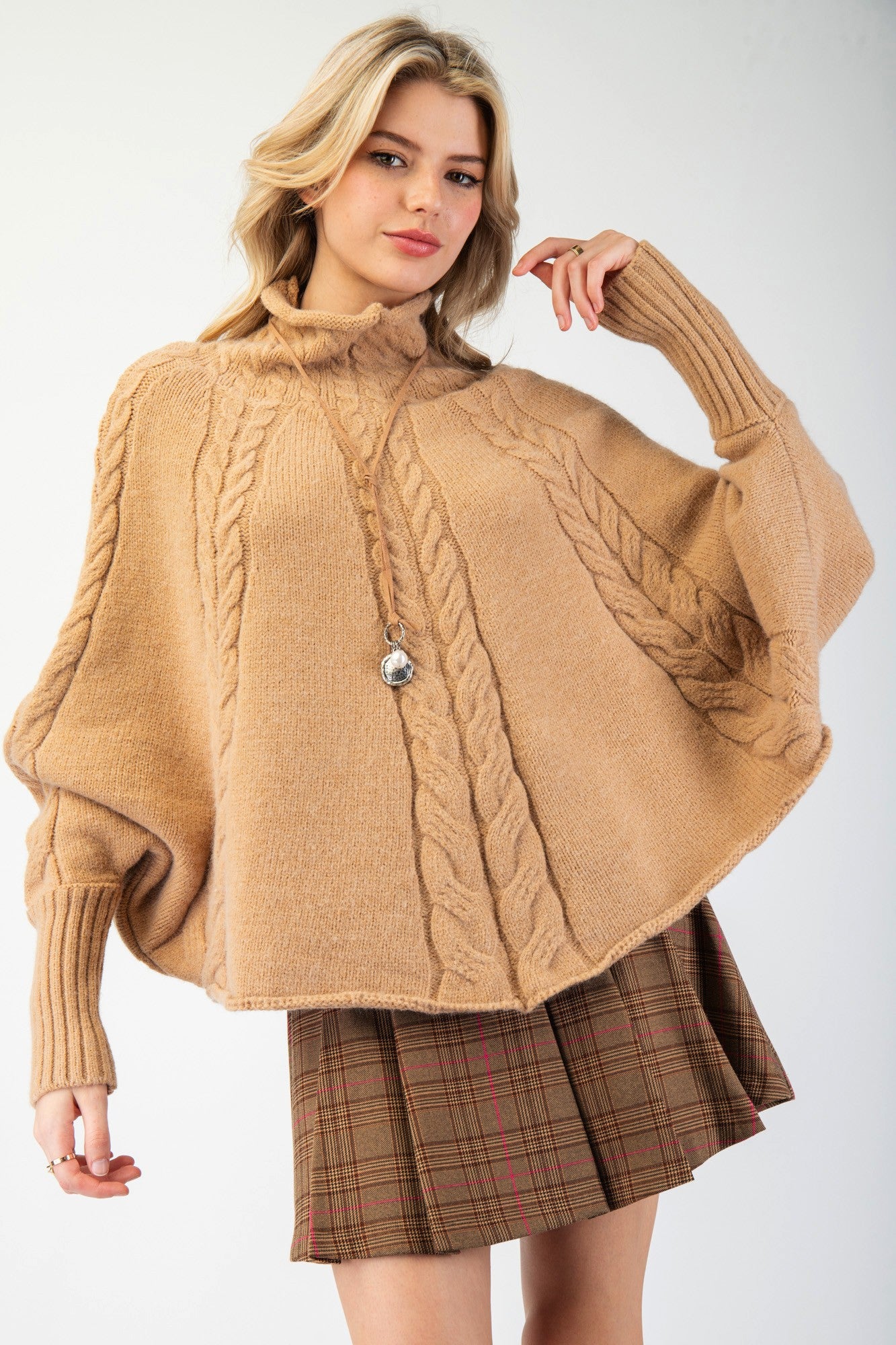 Mock Neck Poncho Sweater