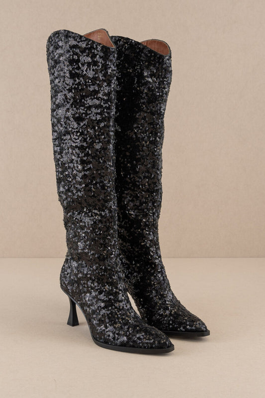 Sequin Knee High Boot