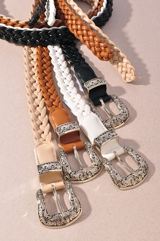 Western Buckle Braided Belt