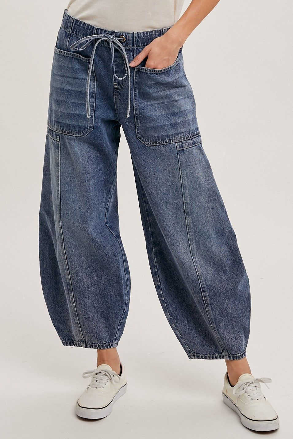 Drawstring Barrel Jeans