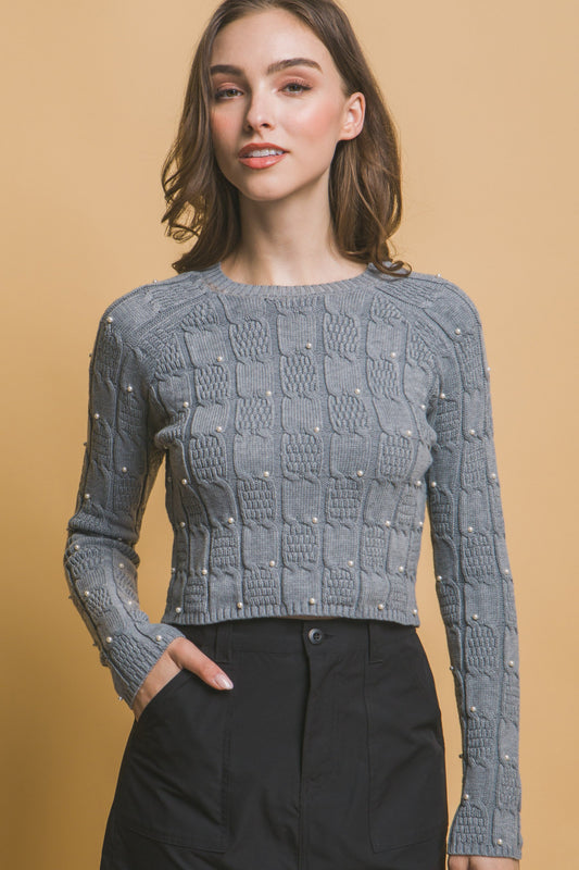 Pearl Cropped Sweater Top