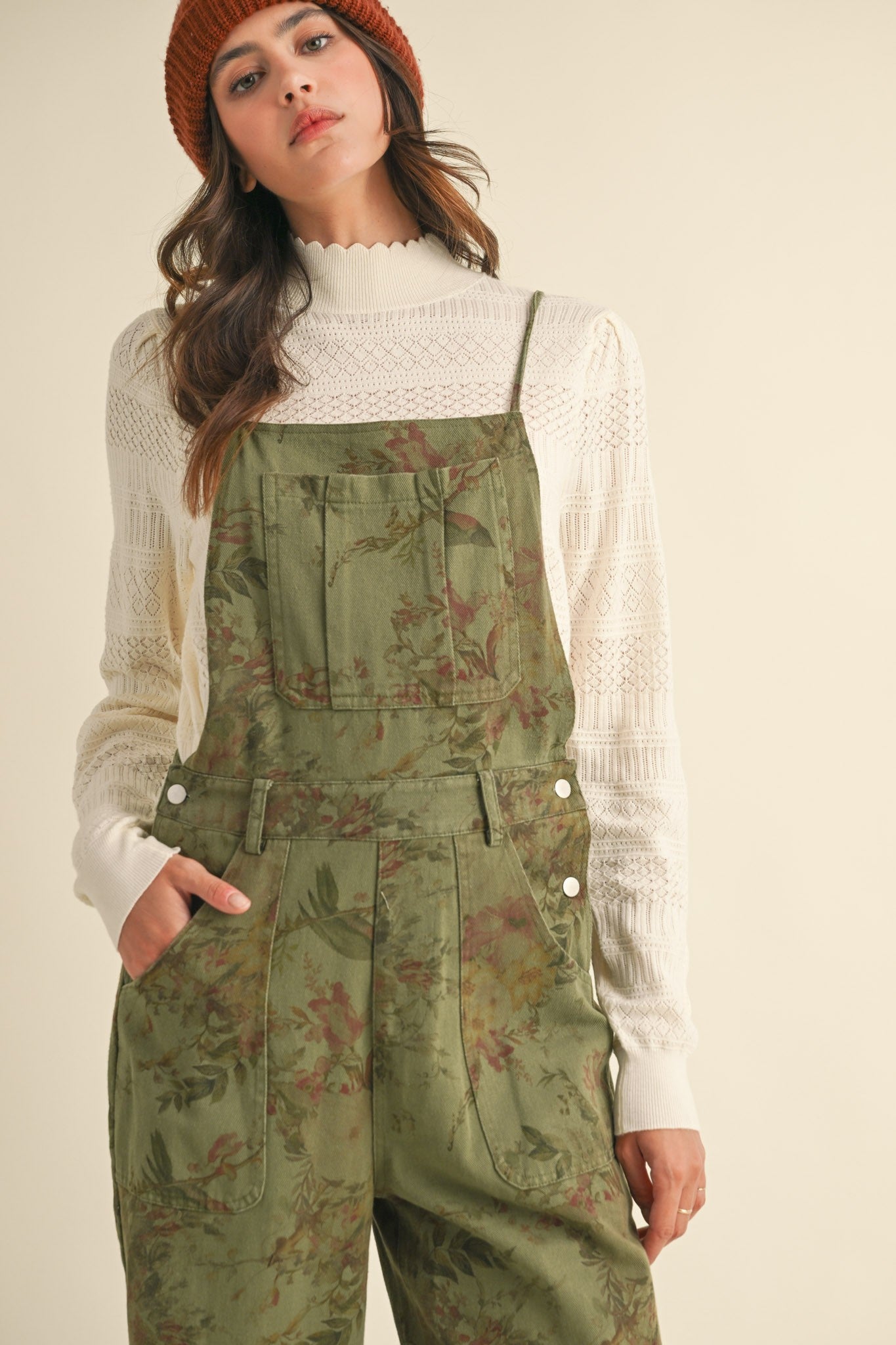 Vintage Floral Wide Leg Overalls