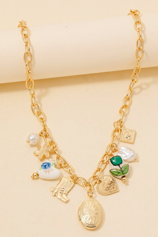 Floral Western Charm Necklace