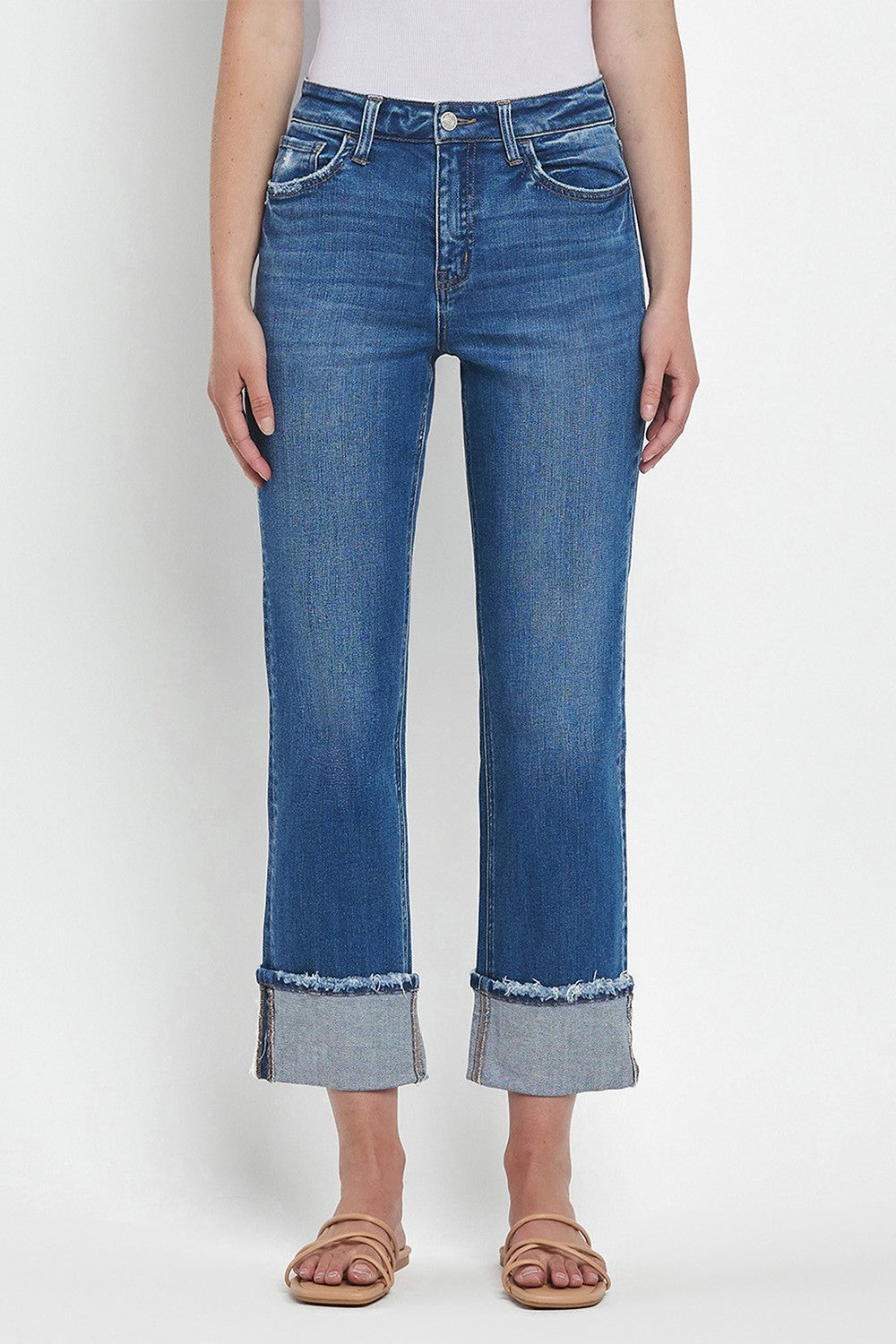 Daphne High Rise Cuffed Straight Jean