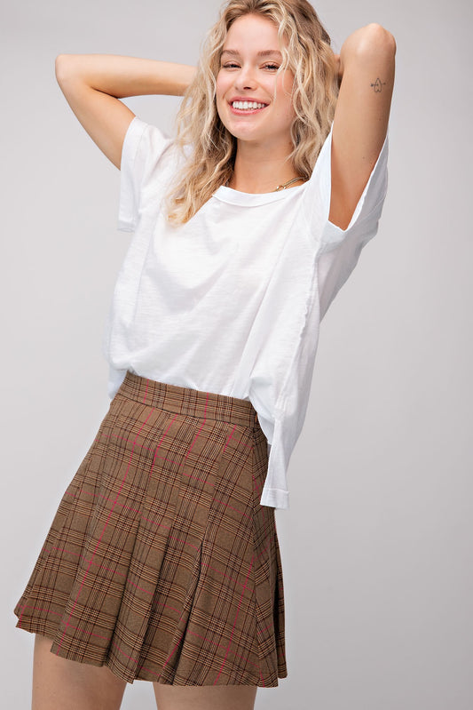 Plaid Pleated Mini Skirt