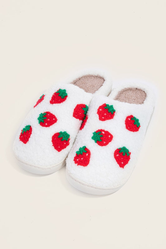 Strawberry Fuzzy Slippers