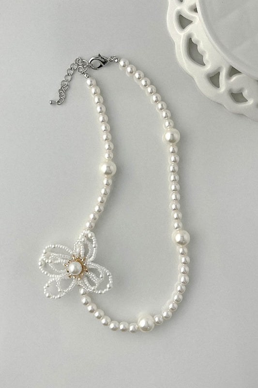 Pearl Flower Charm Necklace