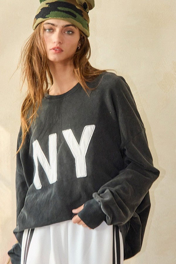 NY Patched Washed Sweatshirt