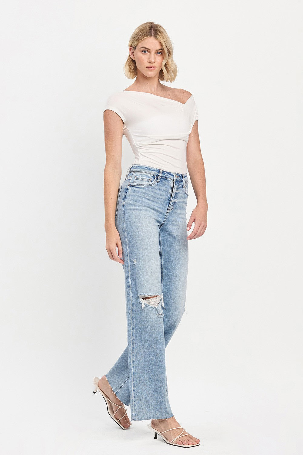 Refulgent Clean Cut High Rise Wide Leg Jean