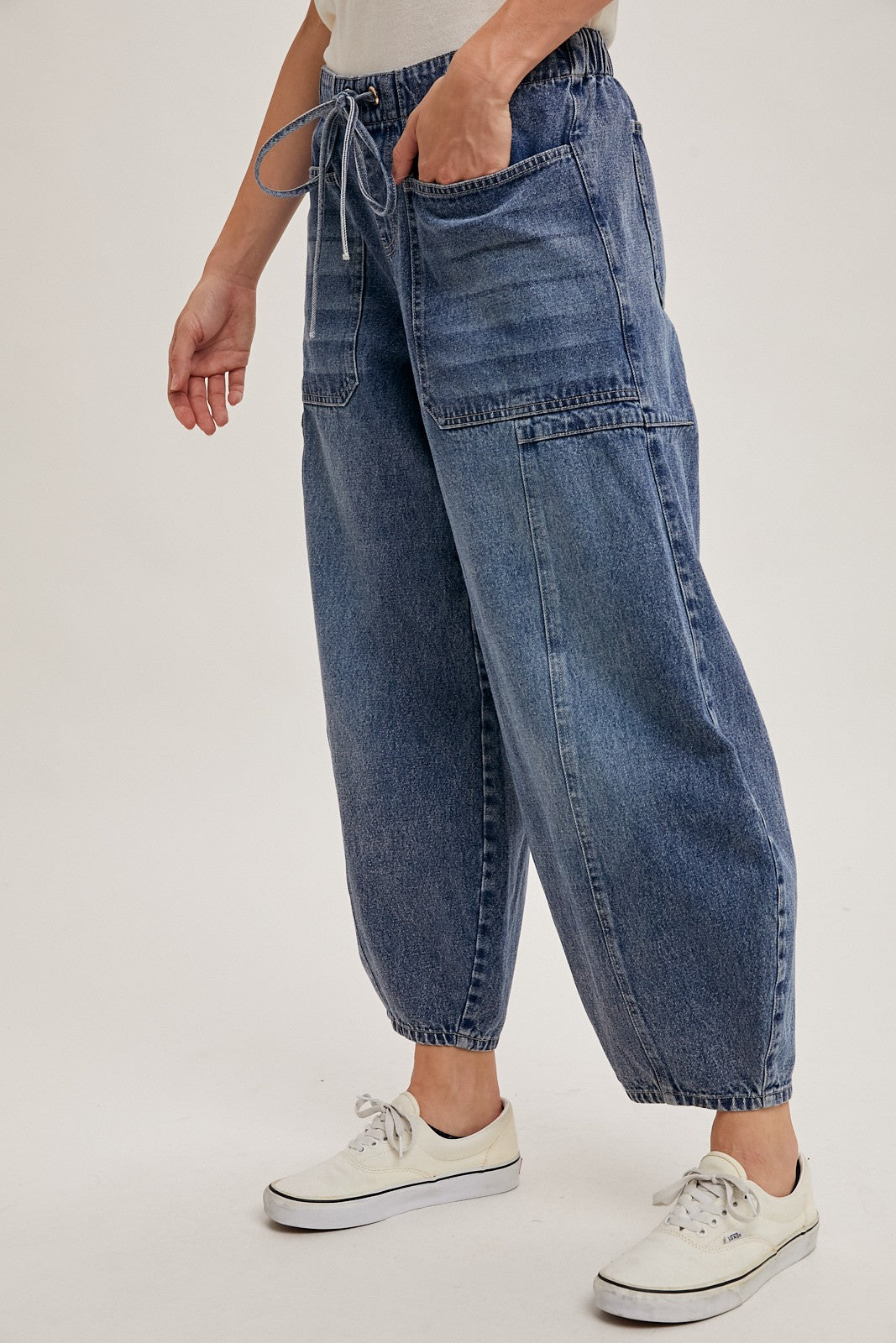 Drawstring Barrel Jeans