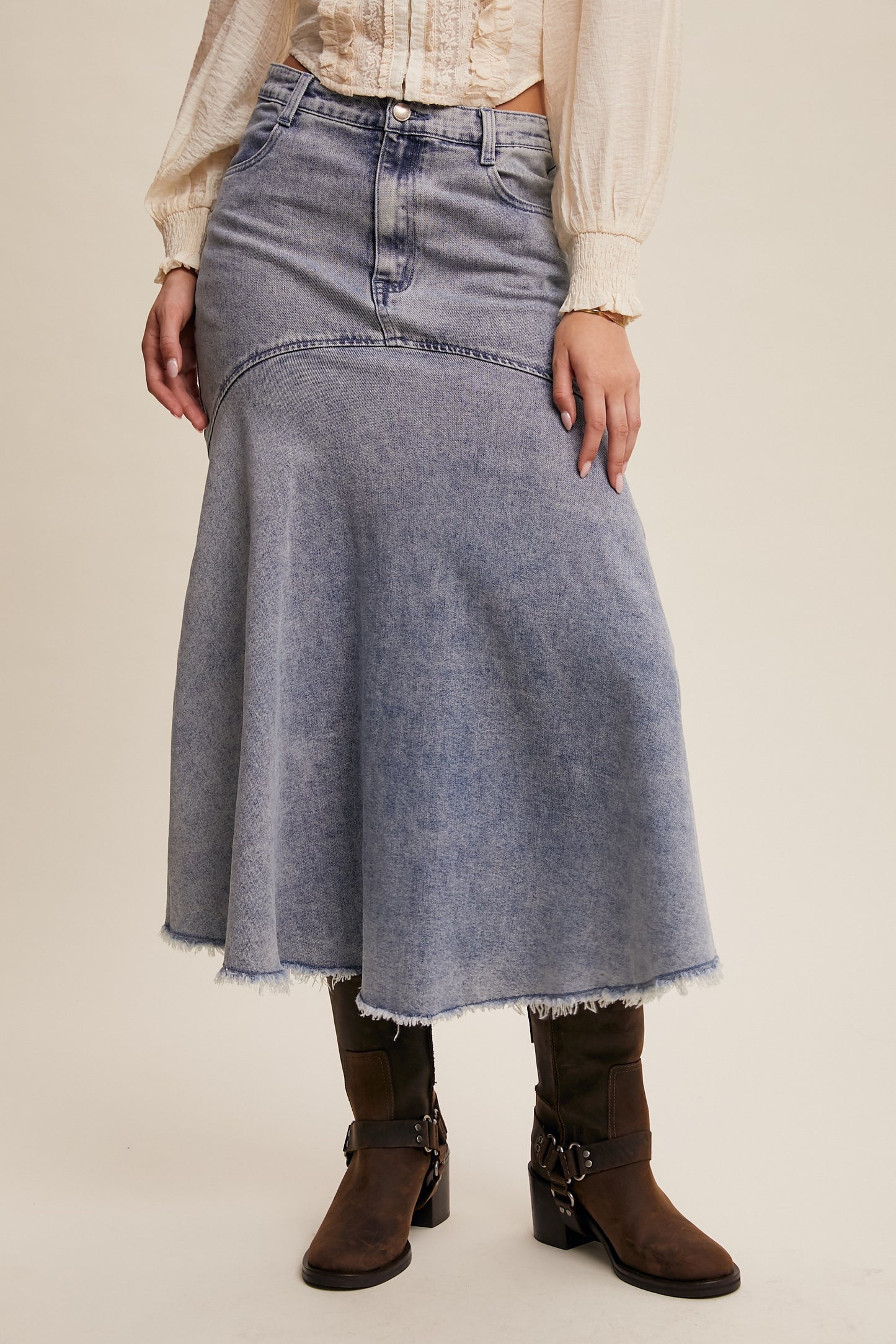 Basque Style Denim Skirt