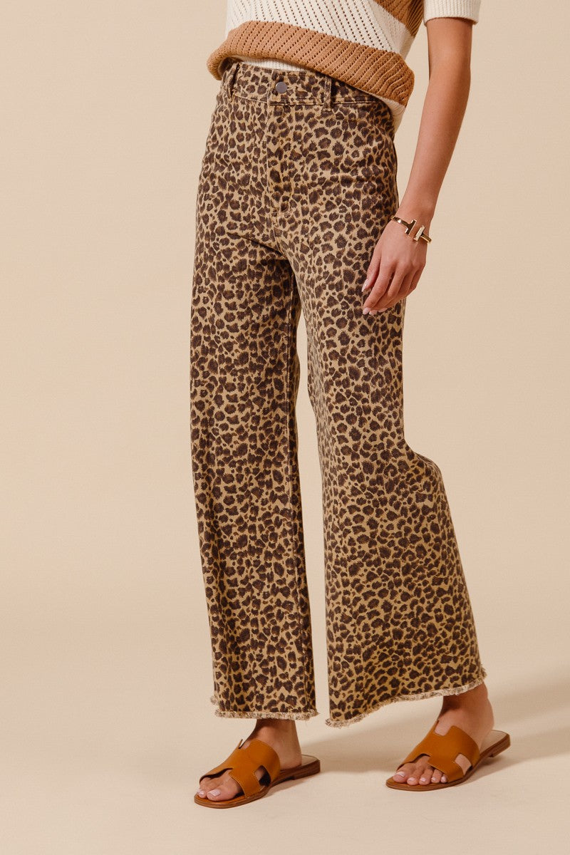 Twill Denim Leopard Pant