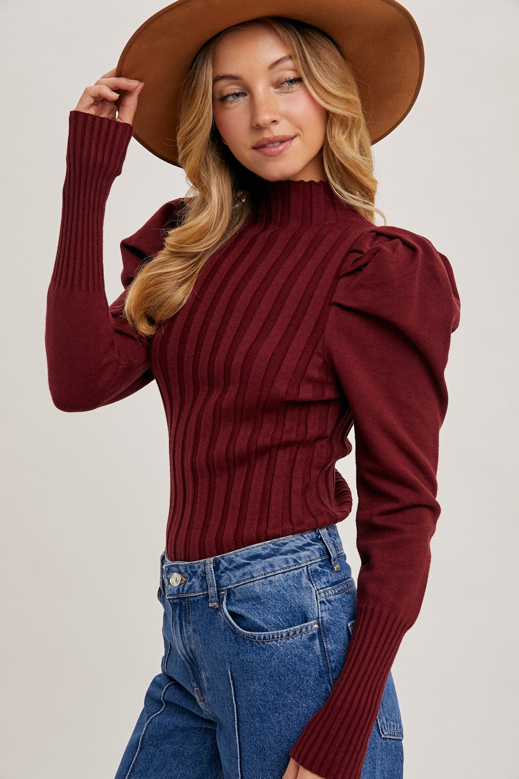 Harmony Puff Sleeve Sweater Top