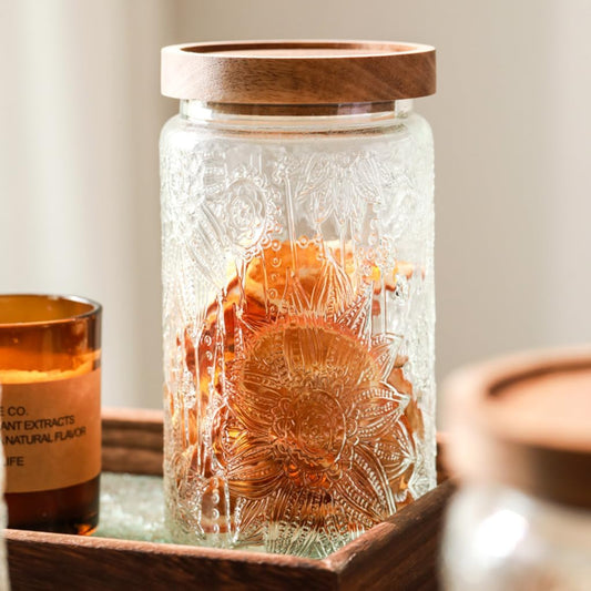 Sunflower Embossed Storage Jar