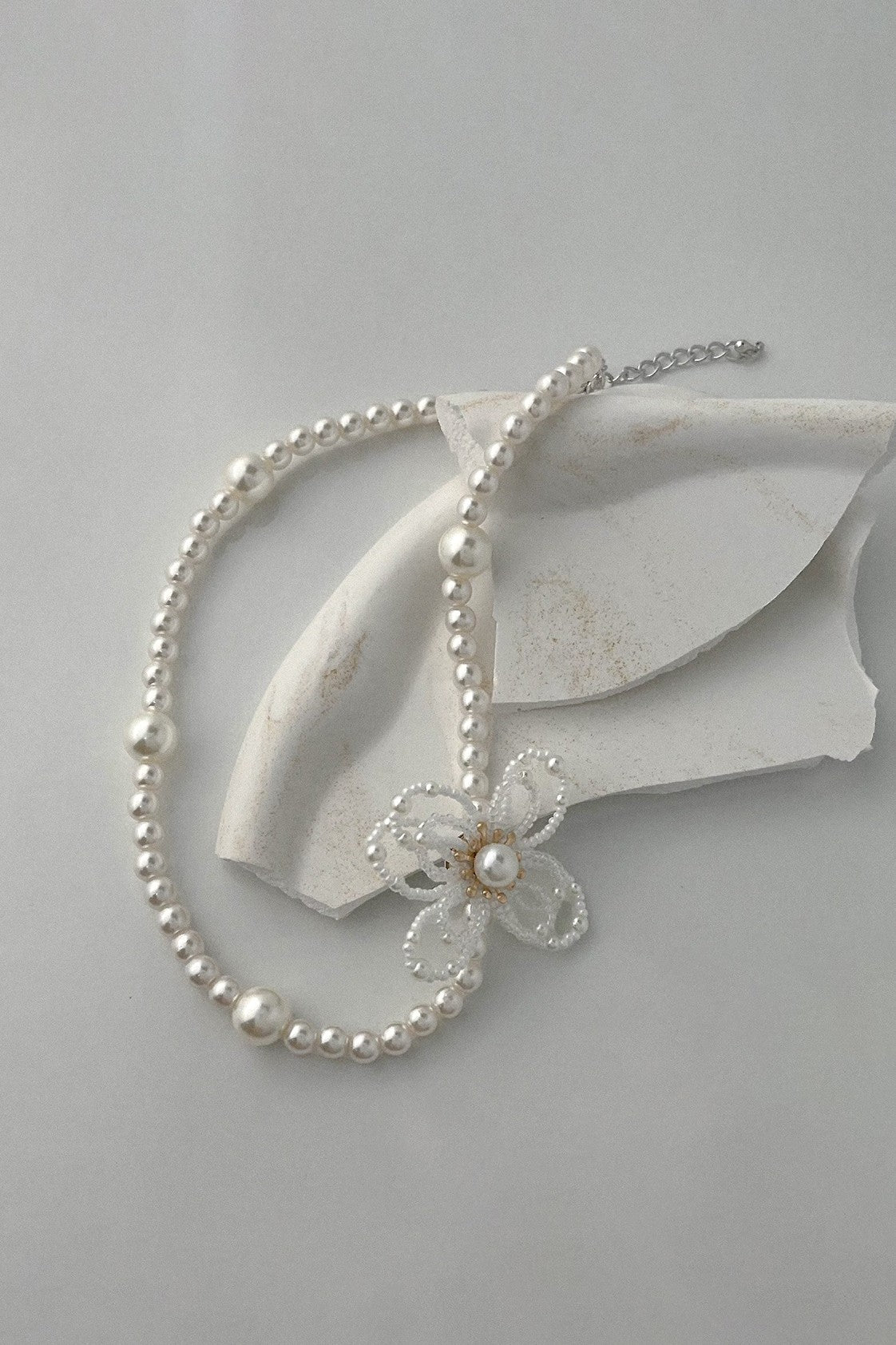 Pearl Flower Charm Necklace