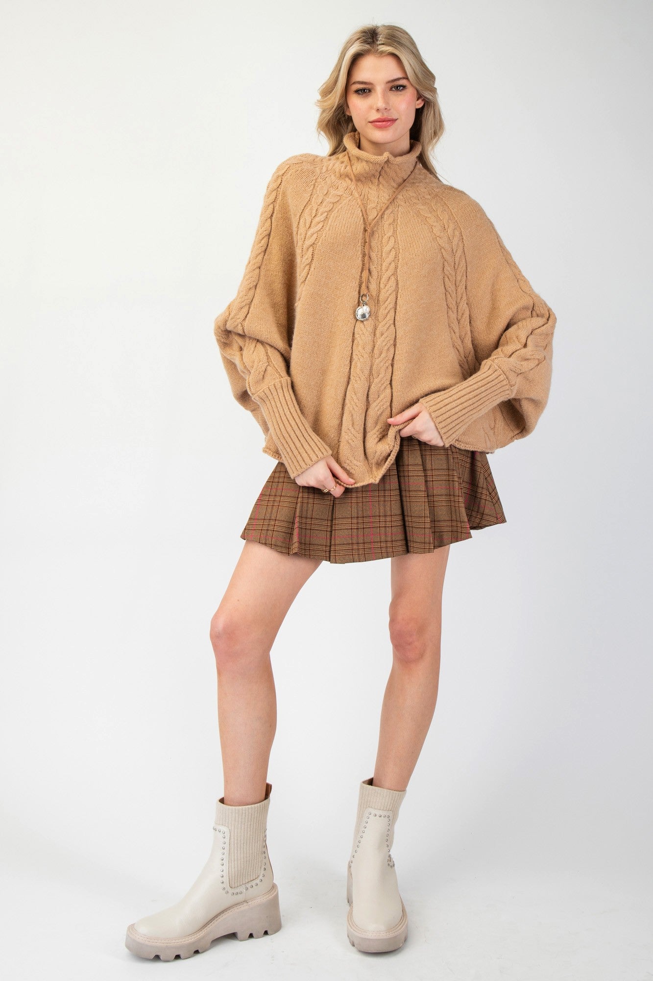 Mock Neck Poncho Sweater