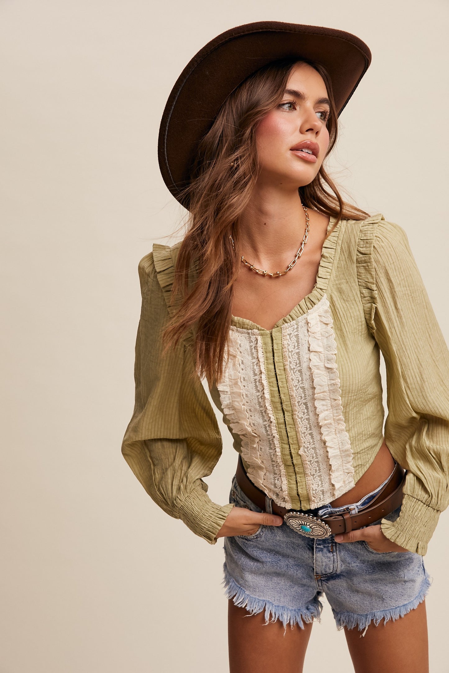 Prairie Corset Contrast Blouse