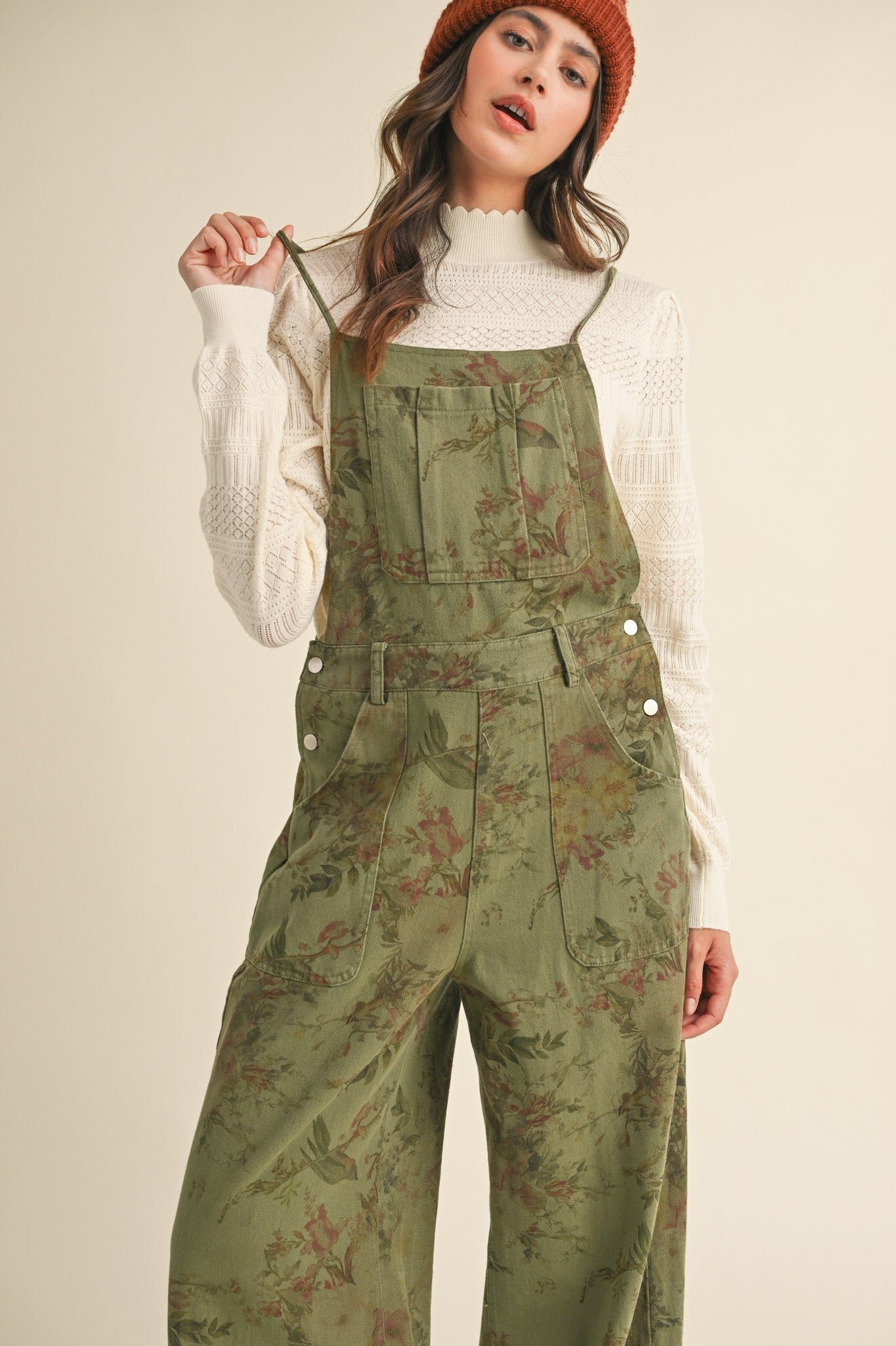 Vintage Floral Wide Leg Overalls