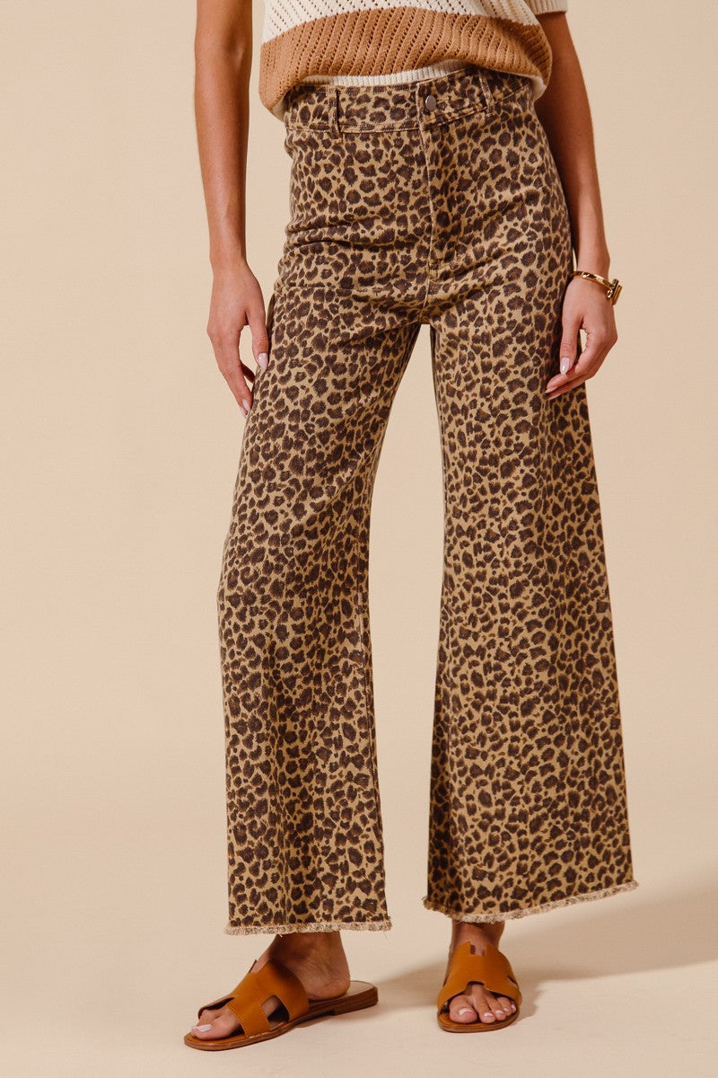 Twill Denim Leopard Pant