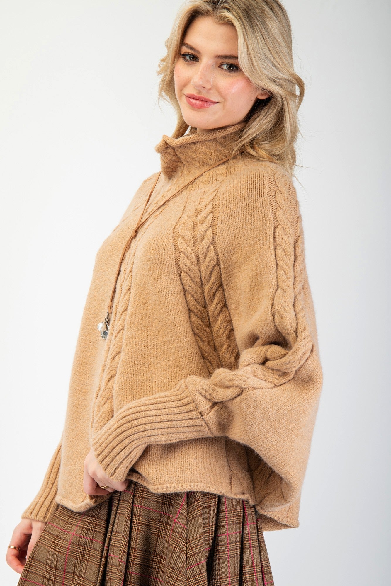 Mock Neck Poncho Sweater