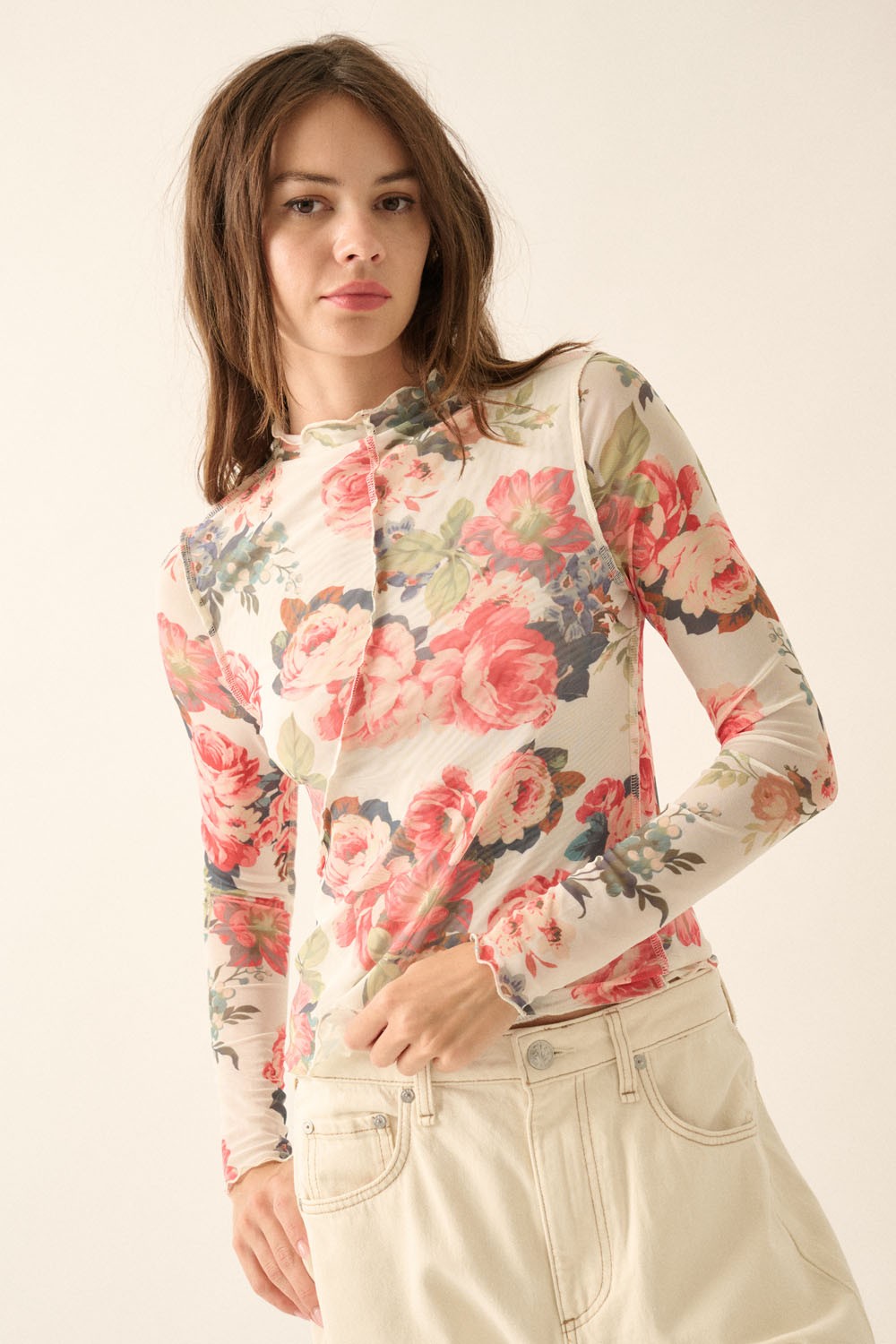 Wren Floral Mesh Top