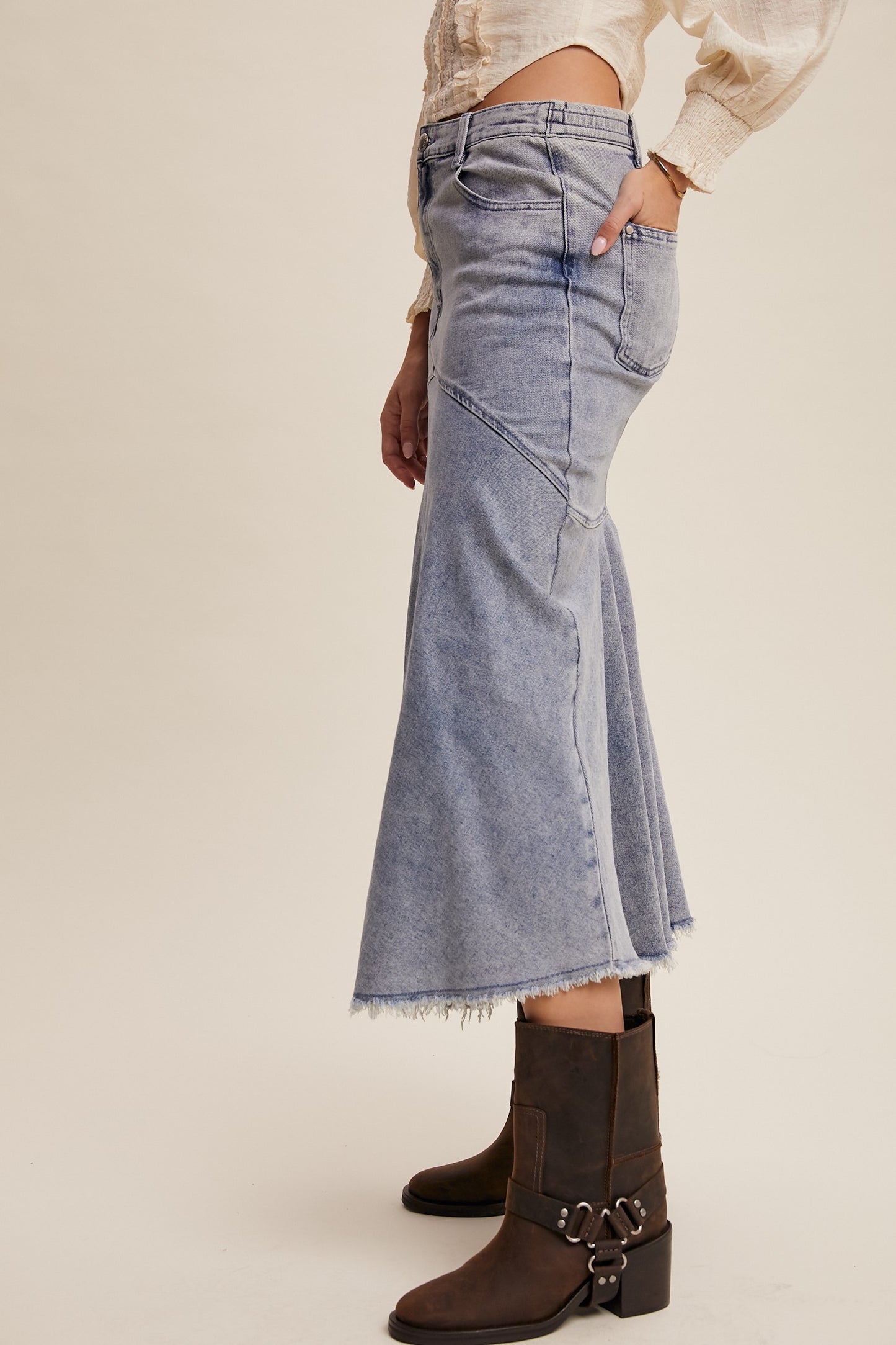 Basque Style Denim Skirt