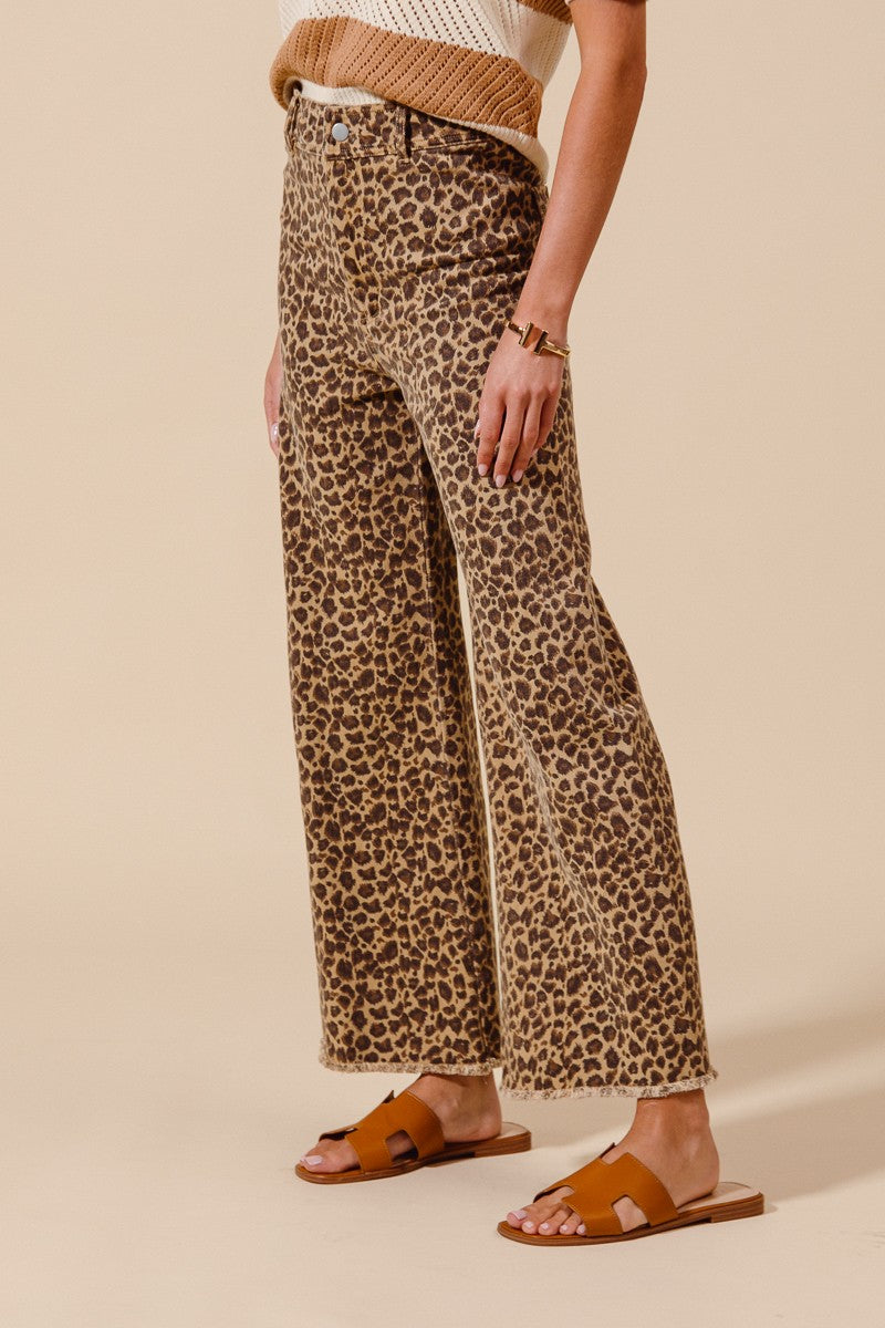 Twill Denim Leopard Pant