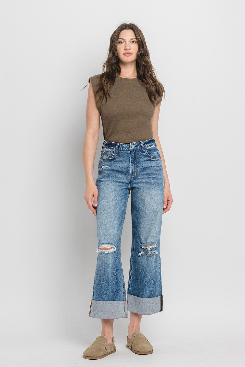 Rosy High Rise Large Cuff Baggy Jean