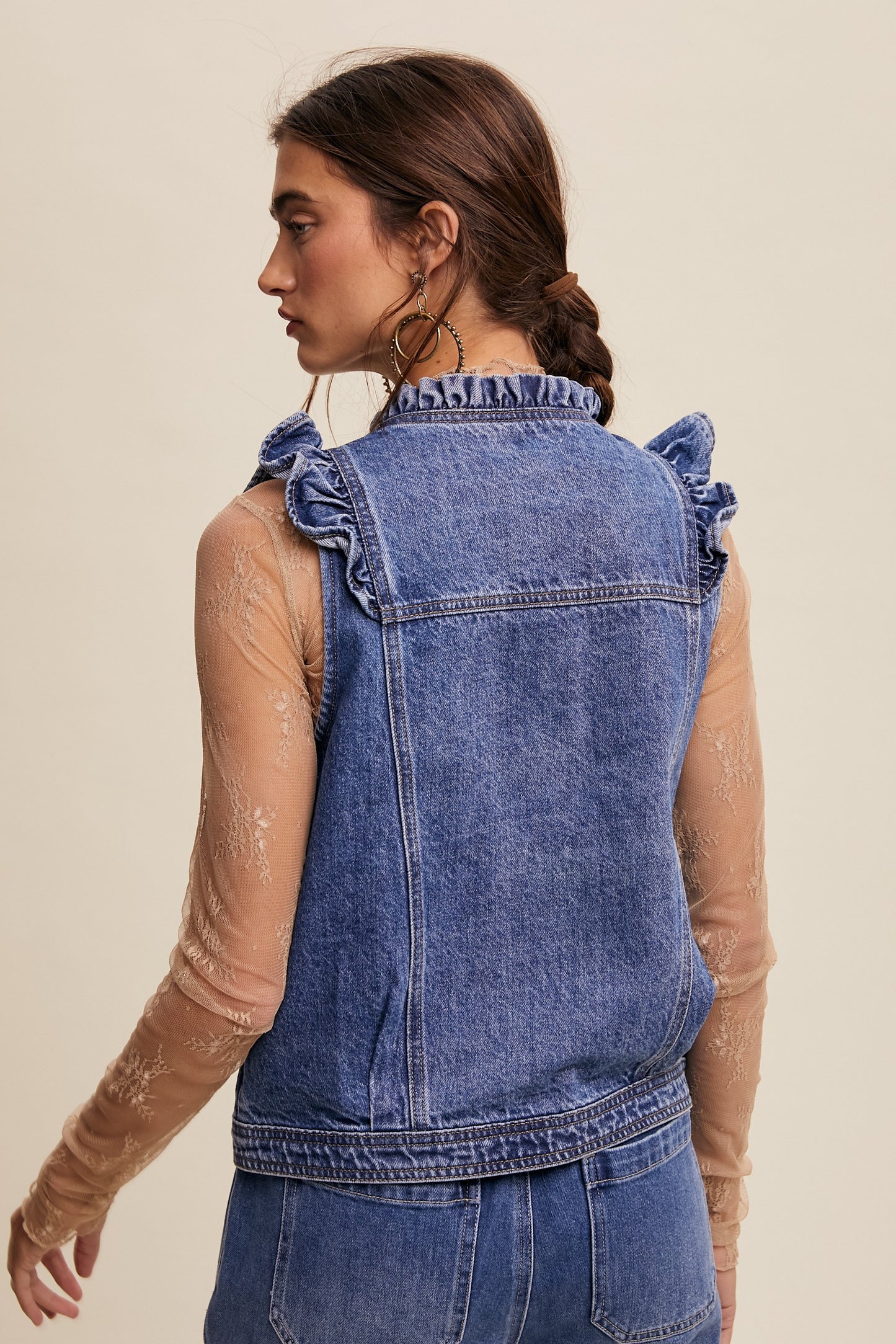 Denim Ruffle Vest