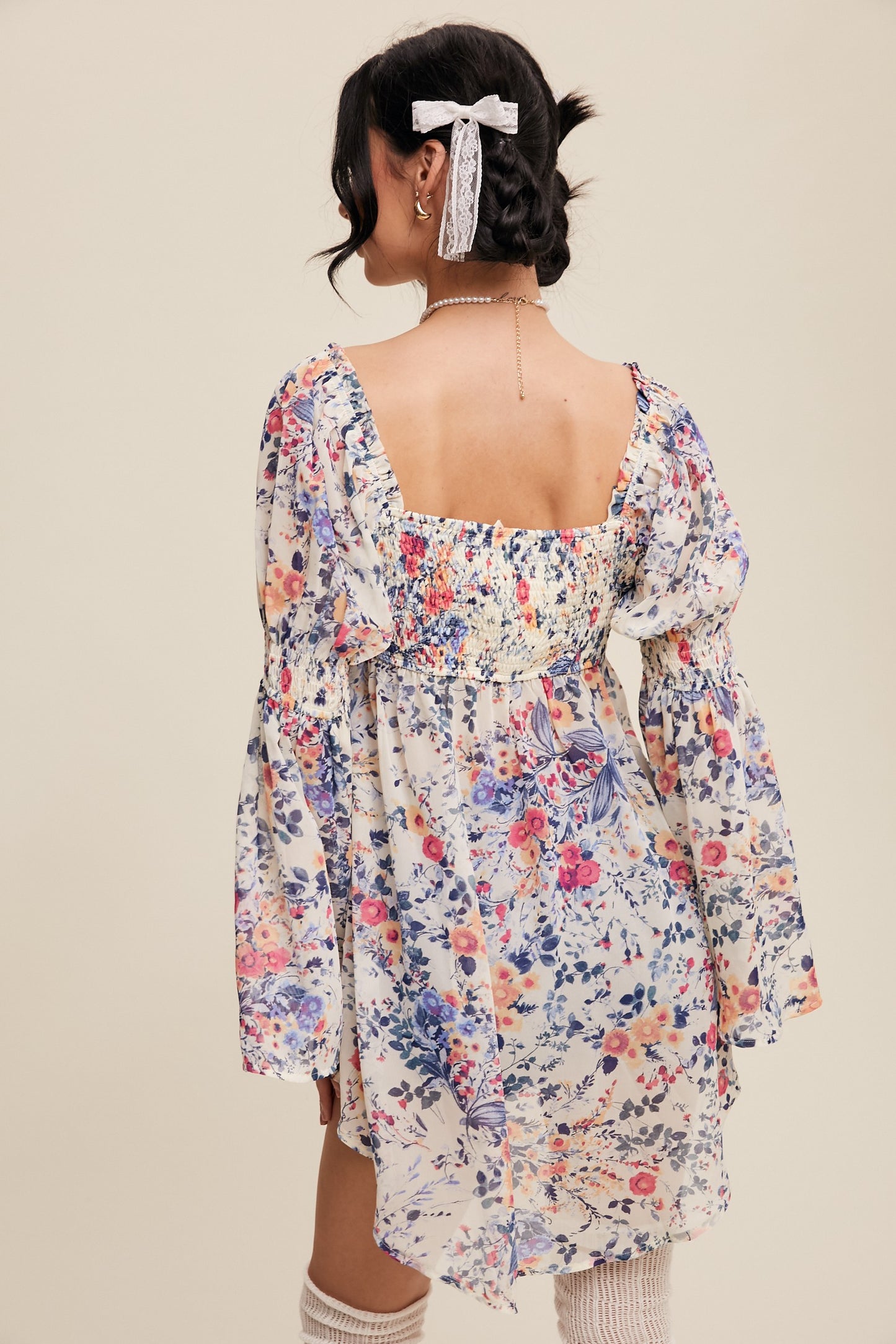 Floral Chiffon High-Low Blouse