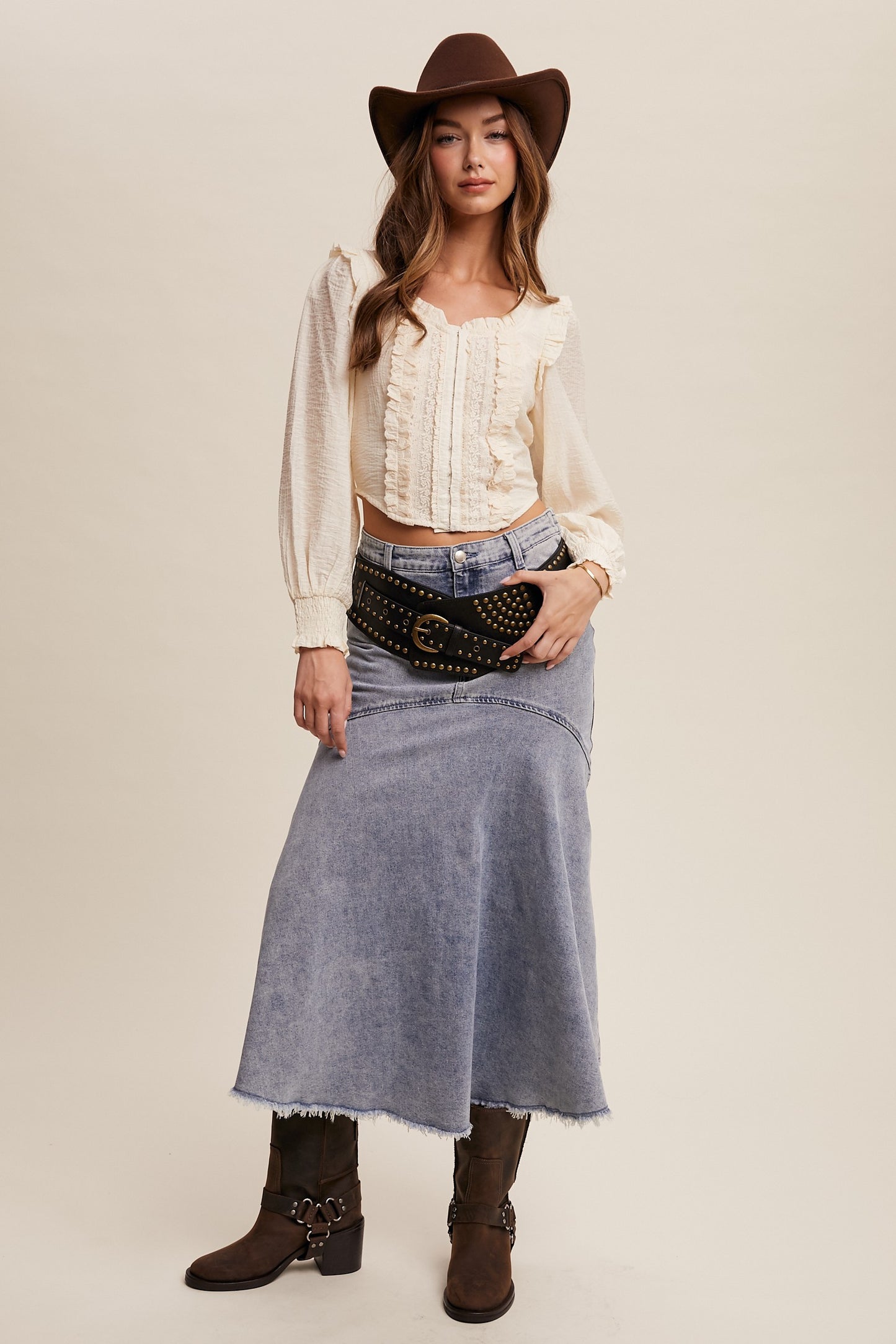 Basque Style Denim Skirt