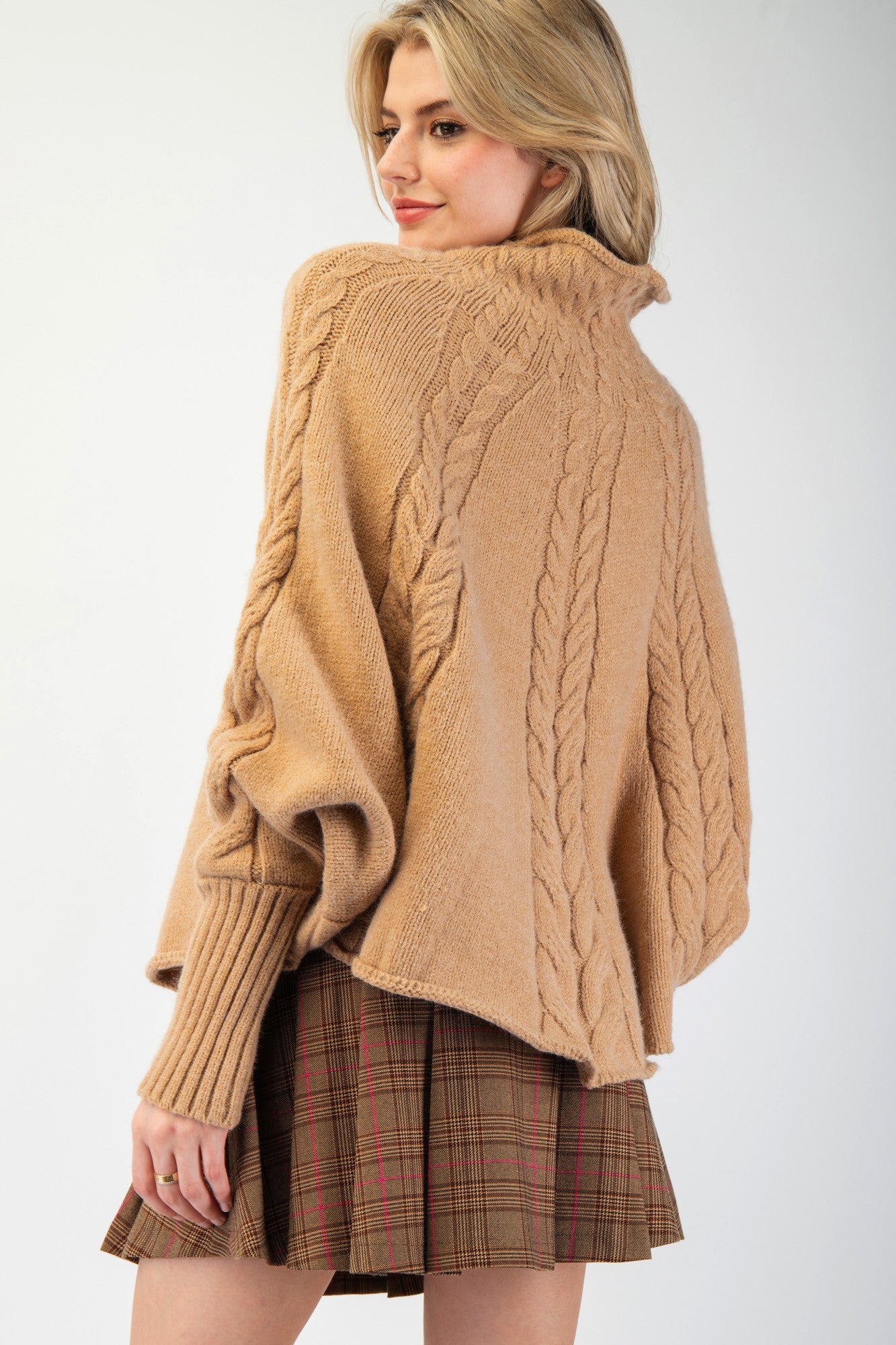 Mock Neck Poncho Sweater