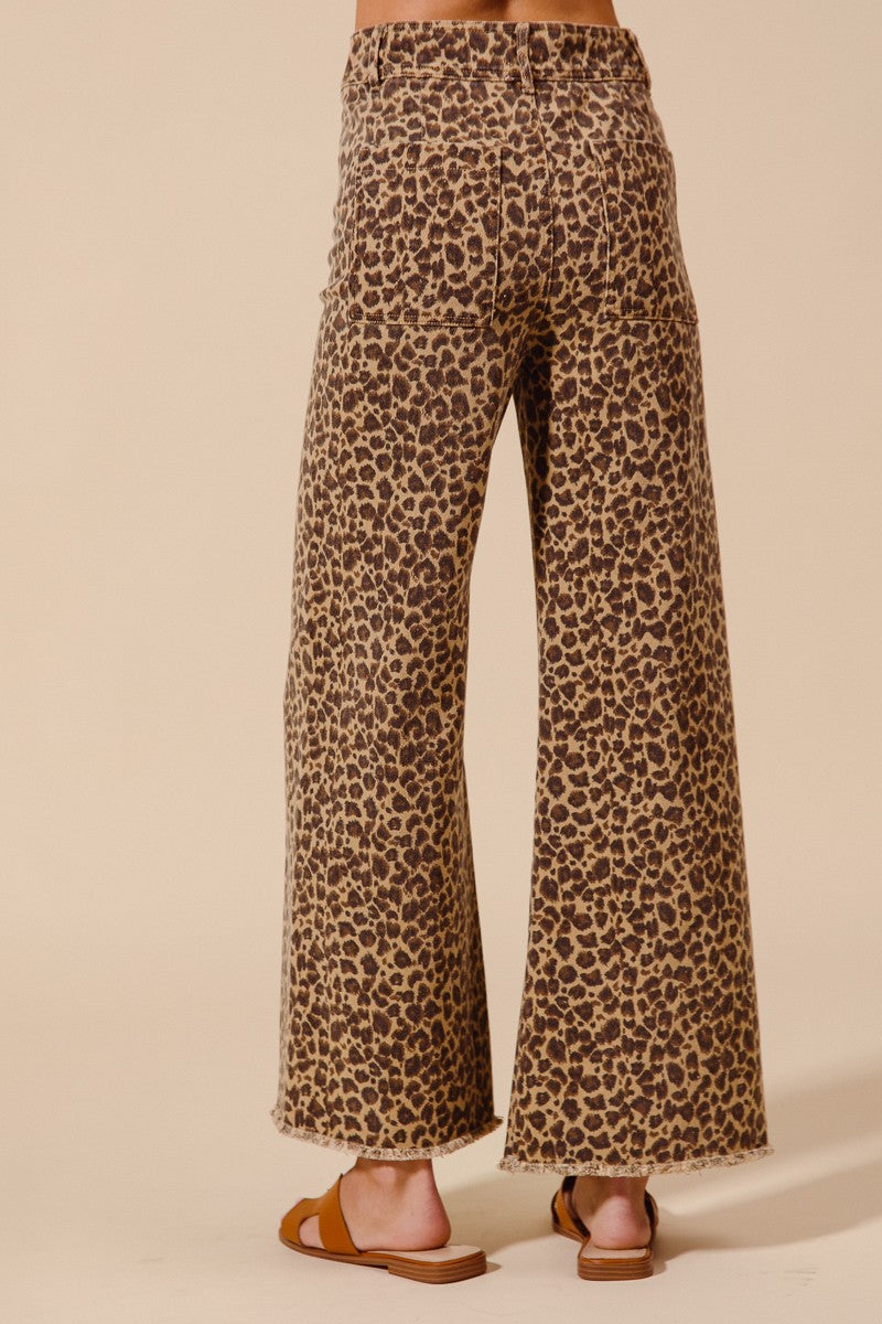 Twill Denim Leopard Pant