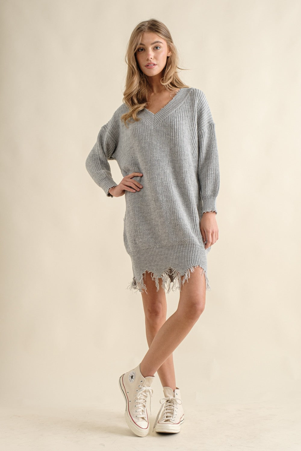 Distressed Sweater Dress