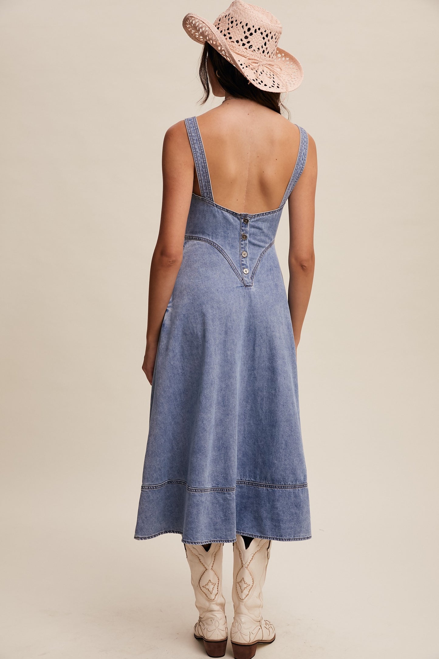 Western Denim Midi Dress