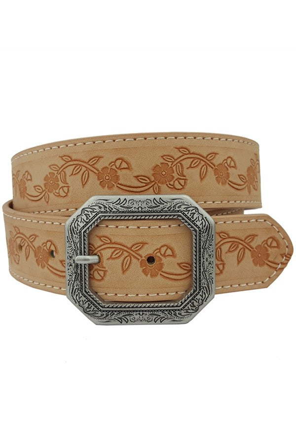 Trendy Floral Tooled Belt