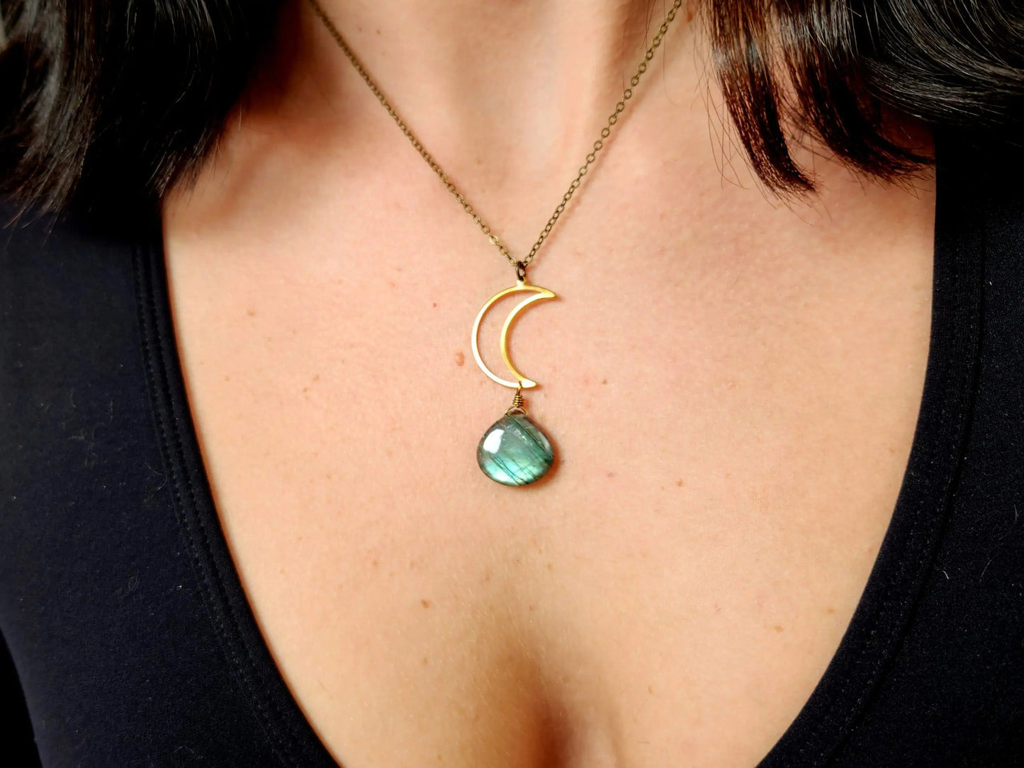 Labradorite Crescent Moon Necklace