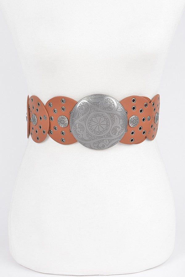 Multi Eyelet Round Western Style Belt