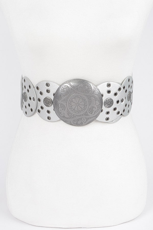 Multi Eyelet Round Western Style Belt