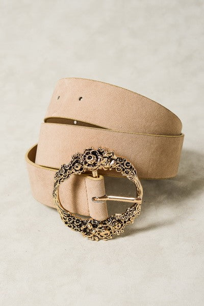 Floral Etched Buckle Belt