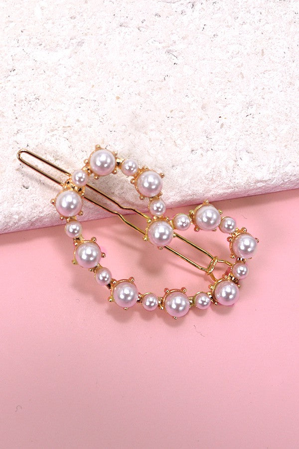 Pearl Heart/Rectangle Hair Clips