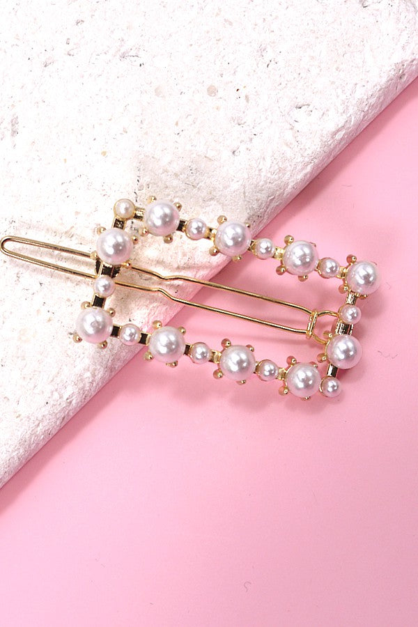 Pearl Heart/Rectangle Hair Clips